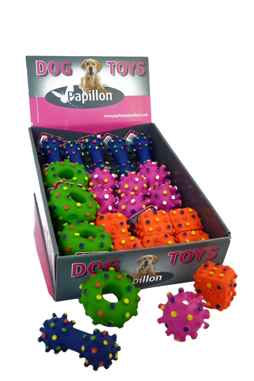 Latex hedgehog toys in display