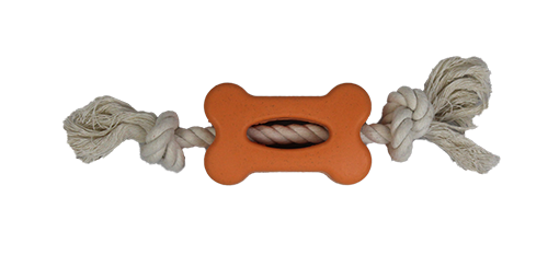 Rope toy with rubber bone Small
