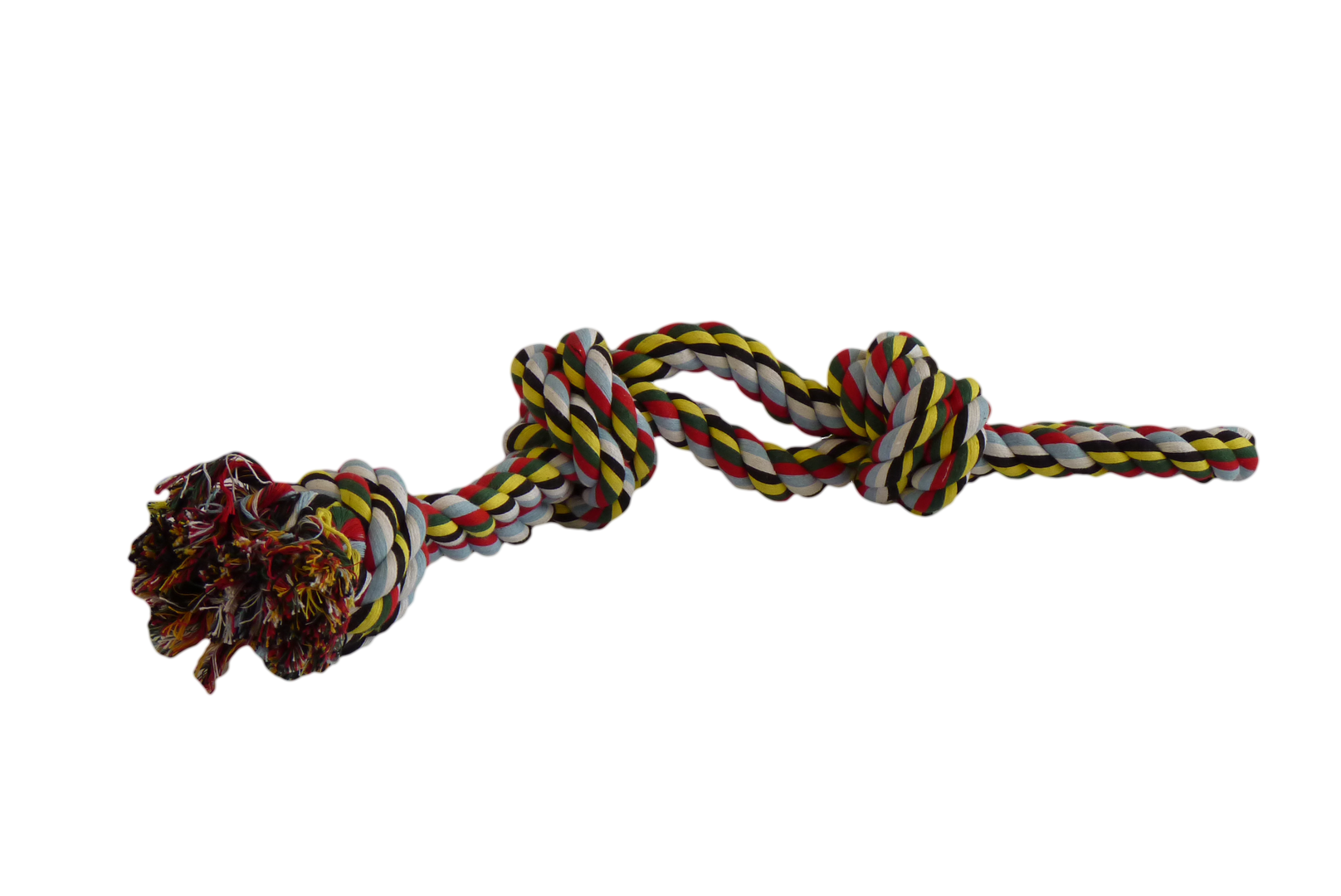 Rope toy double 3 knots mixed colours