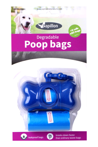 Dispenser + 2 rolls x 20 degradable poop bags