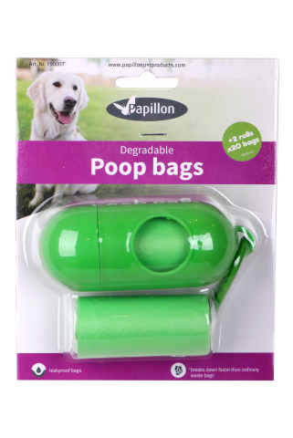 dispenser + 2 rolls x 20 degradable poop bags