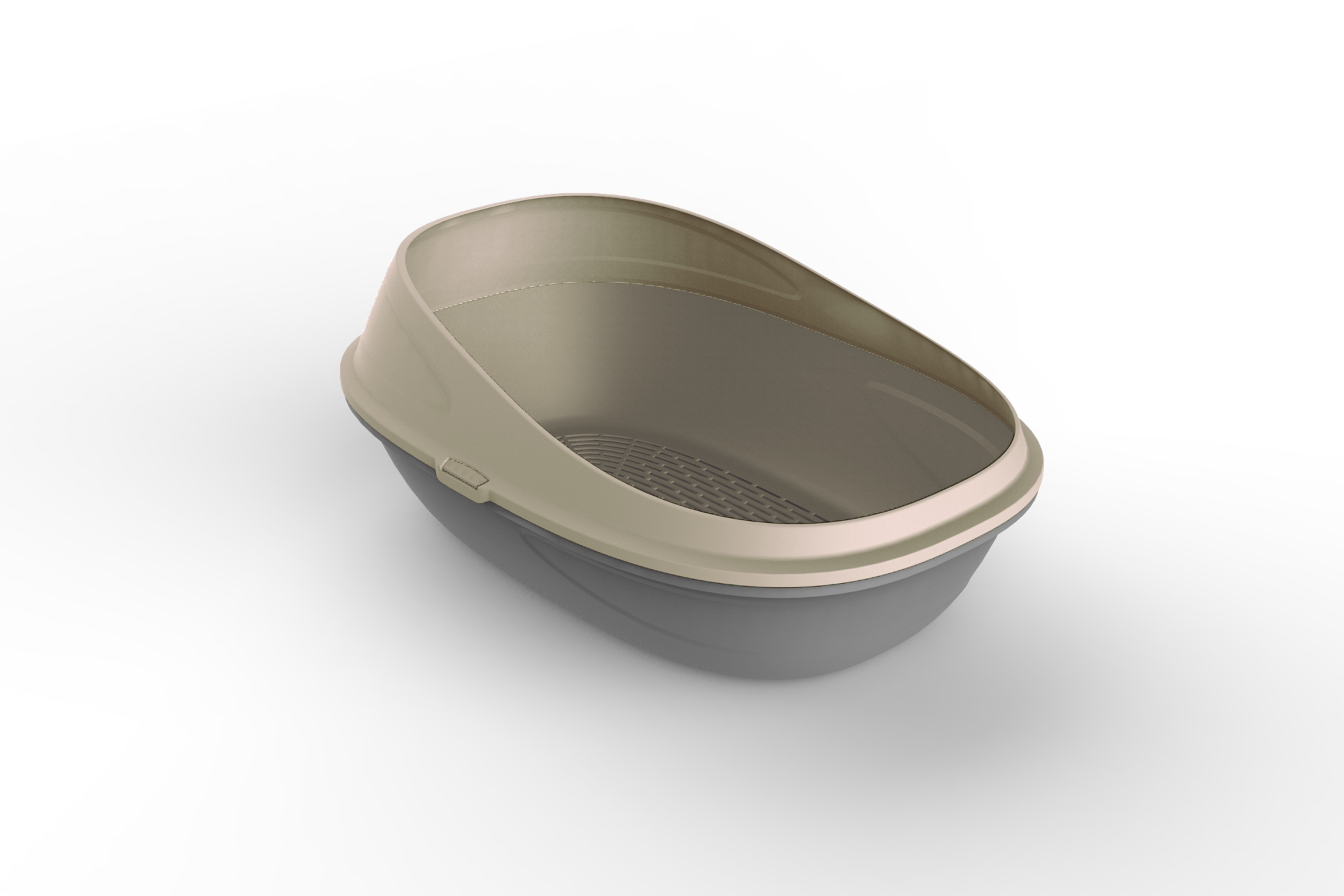 Cat toilet with double basin and sieve dark grey with mocca rim