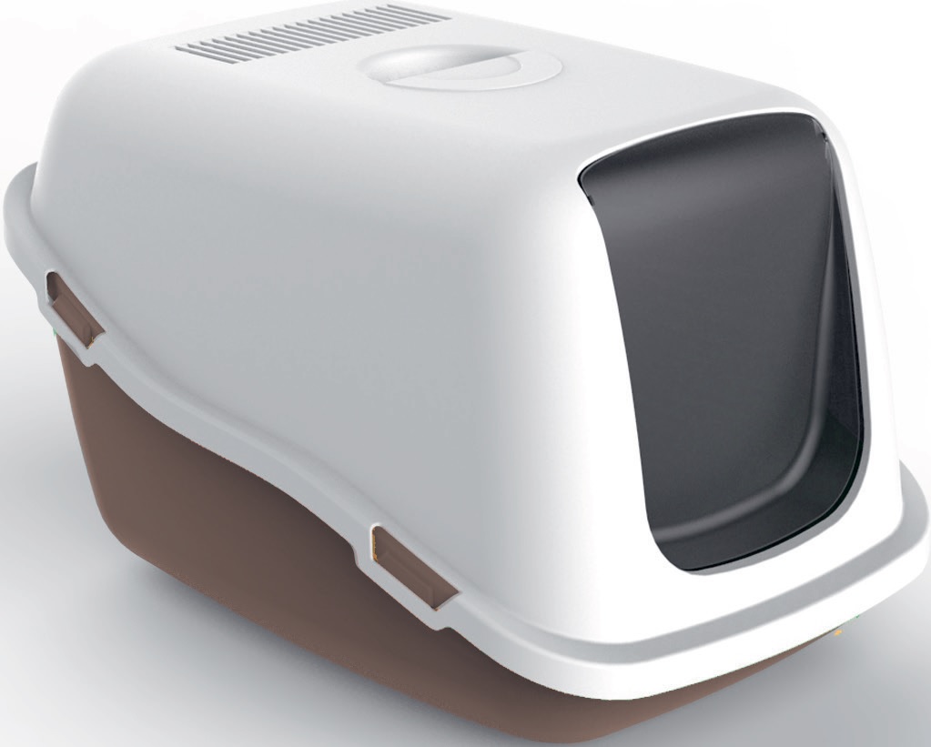 Cat toilet with filter mocca-white
