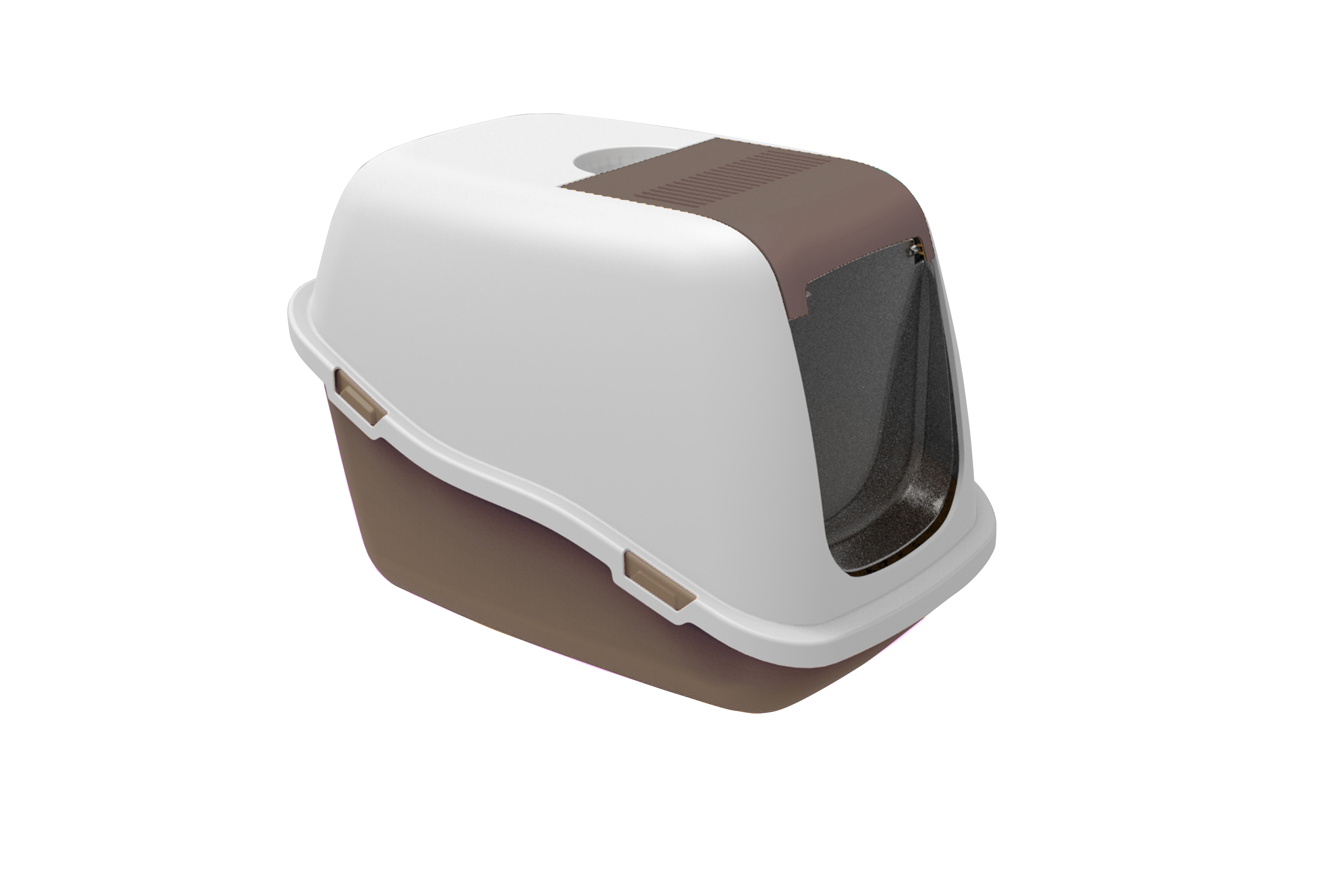 Toilet with open top filter and scoop Mocca-white