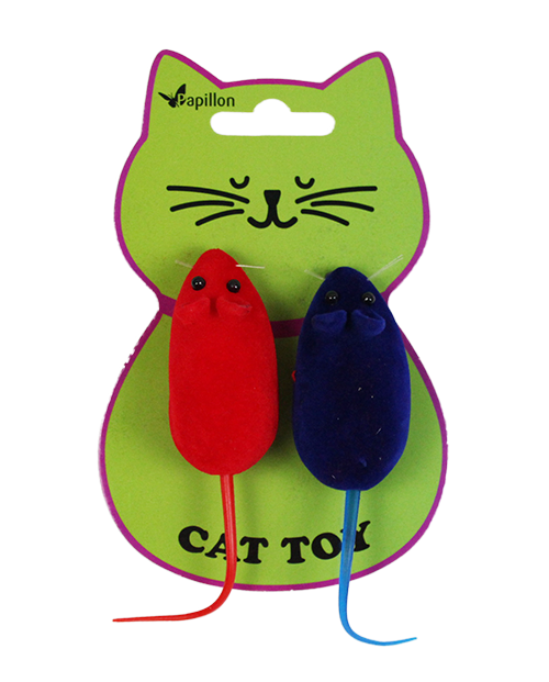 2 Velvet mice on card