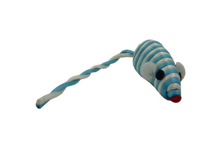 Mouse blue/white with rattle in tube