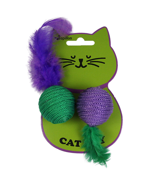 2 Balls with feather on card