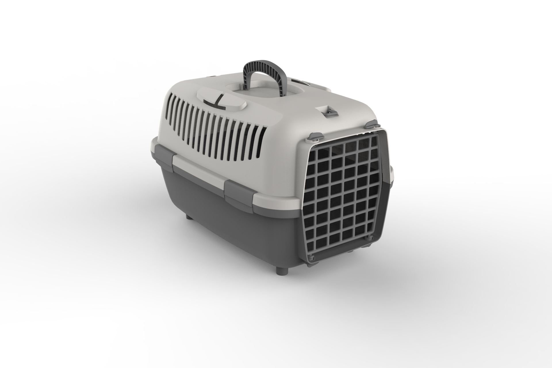 Pet carrier with plastic door dark grey-light grey