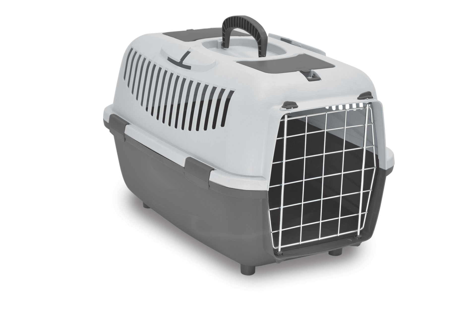 Pet carrier with metal door size S dark grey-light grey