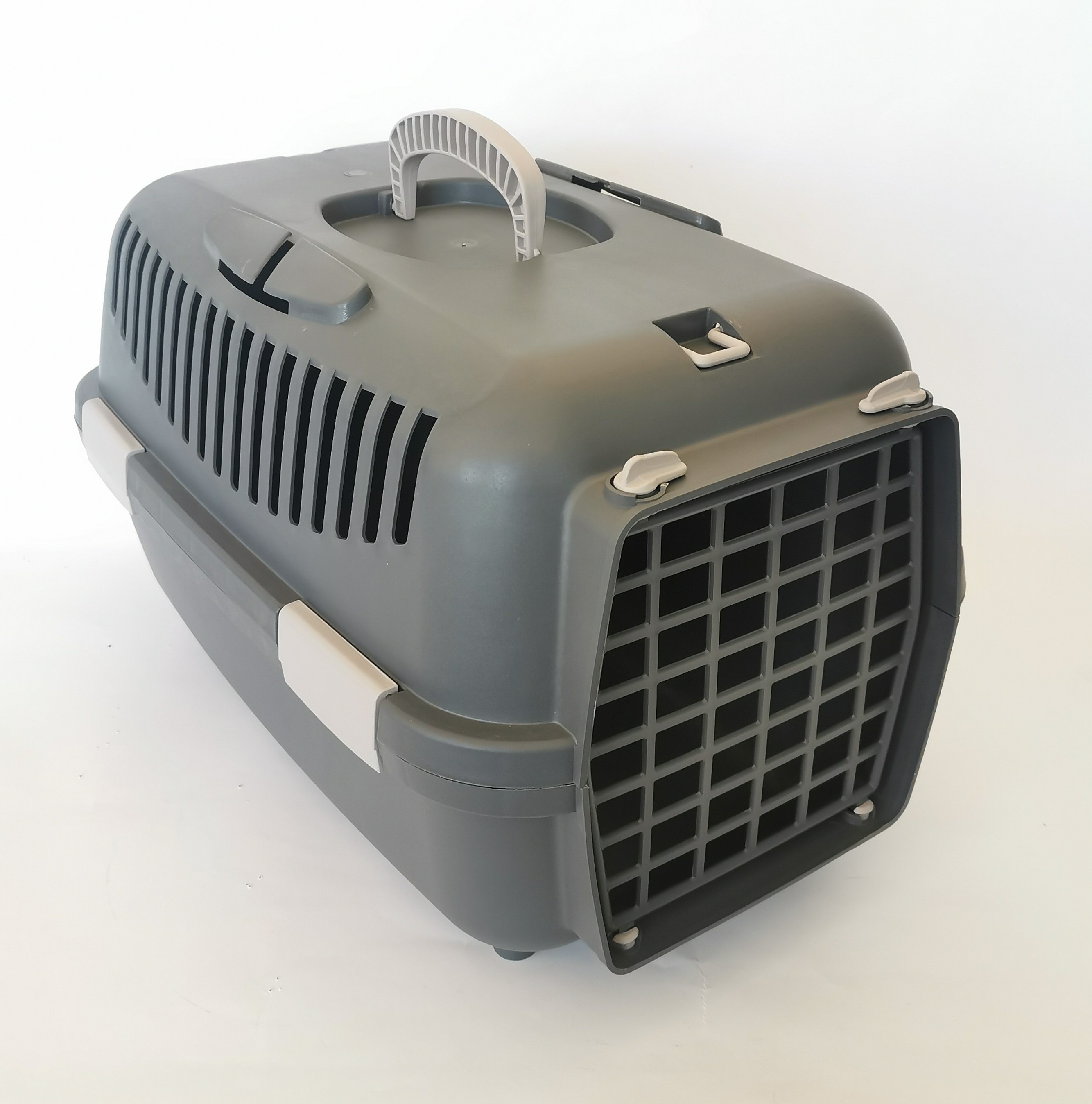 Carrier basket 1-A, with plastic door, dark grey-lt. grey